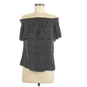 TU TART polka dot off shoulder ruffle top size